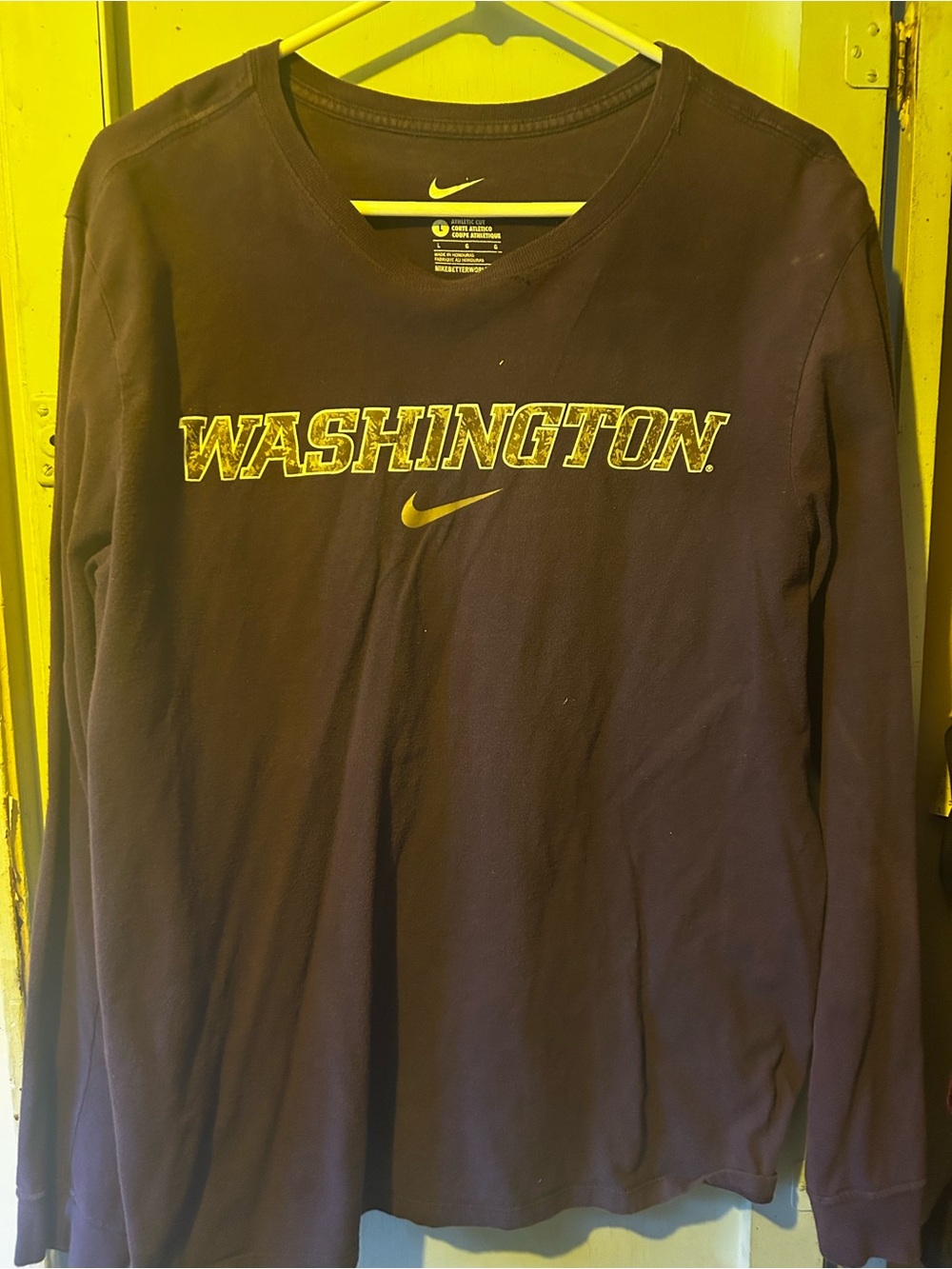 Nike Long-Sleeve Washington Crewneck Shirt - Purple and Gold